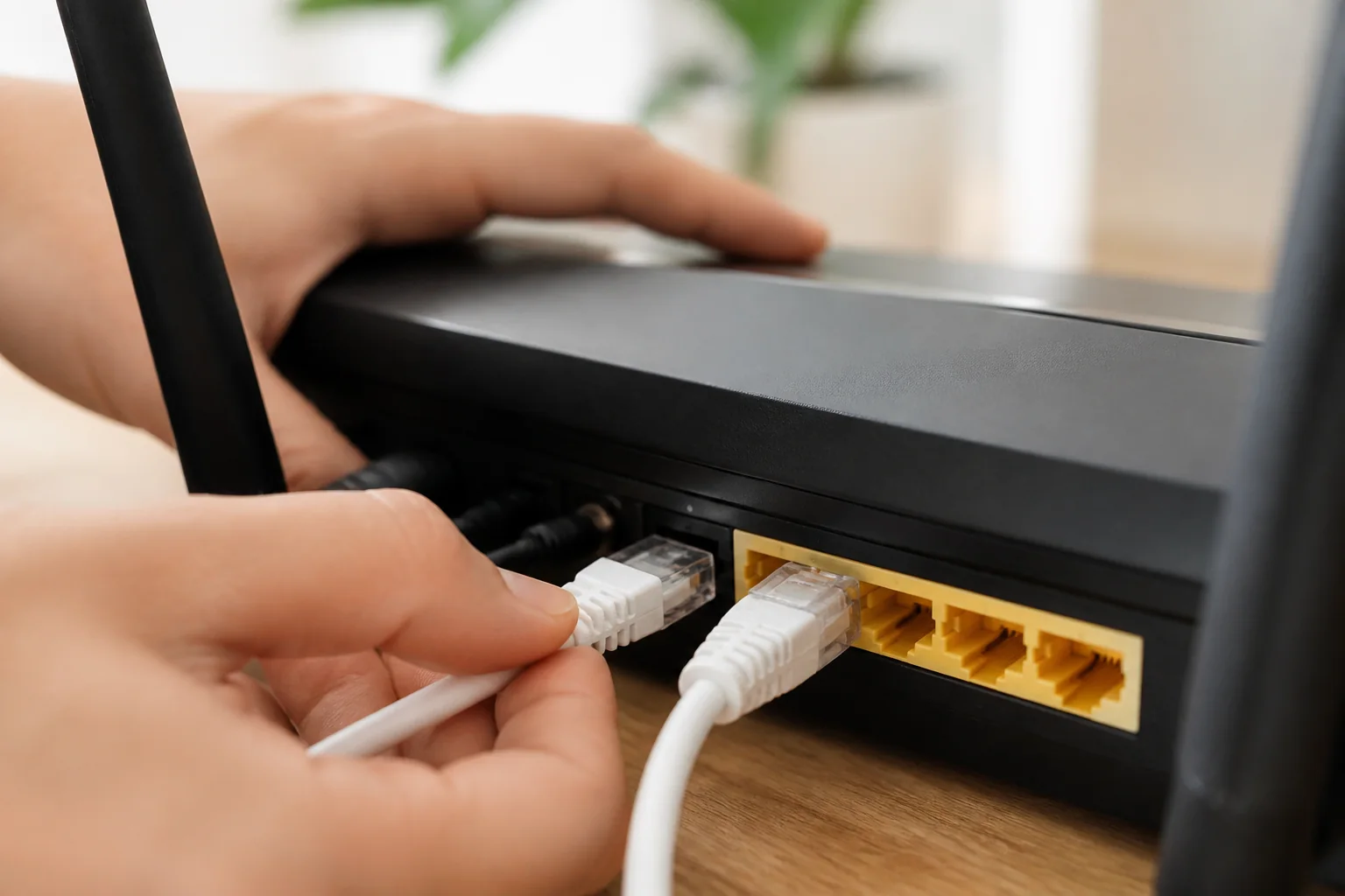 Zapojení ethernetových kabelů do domácího routeru