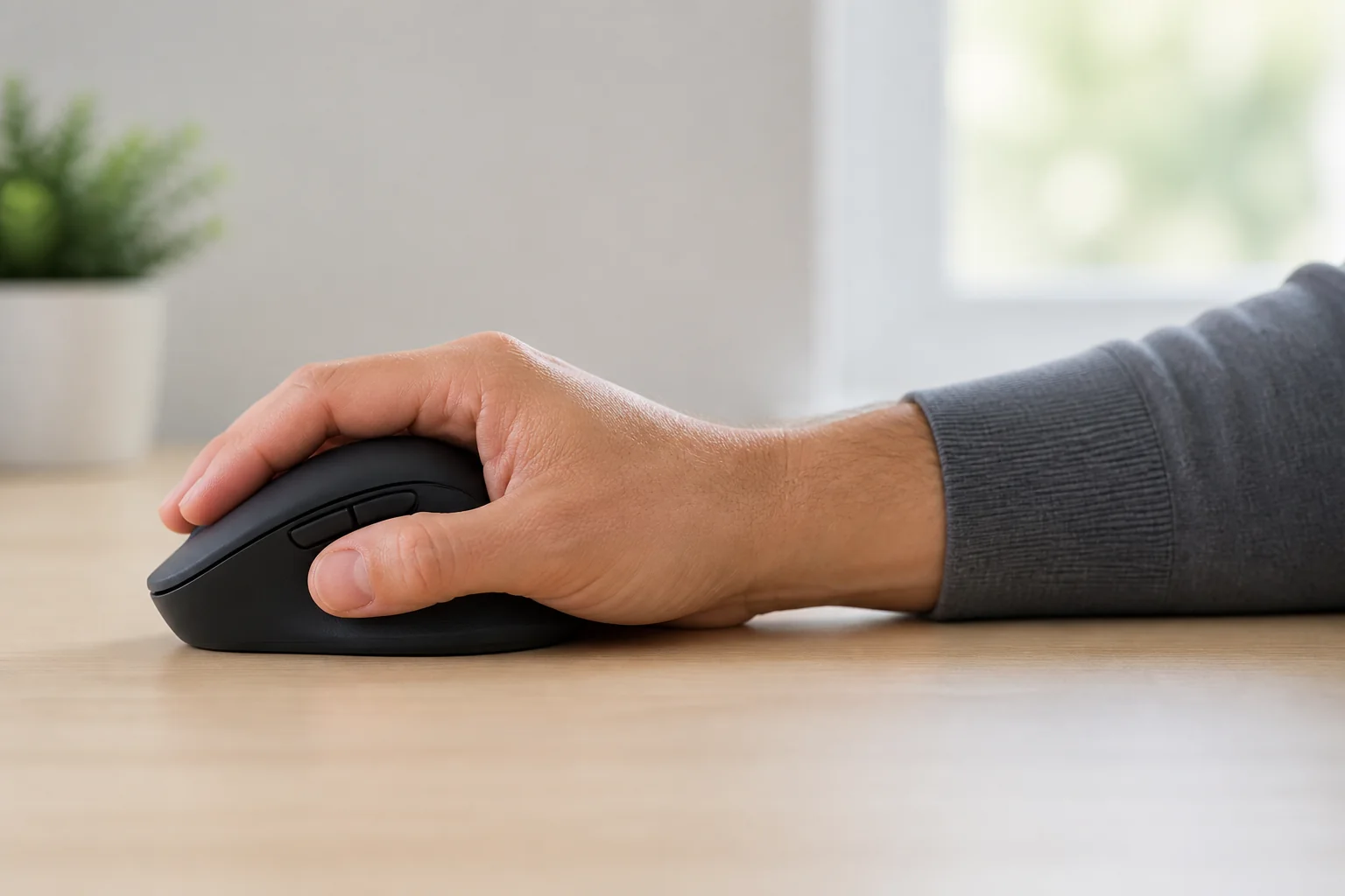 Přirozený úchop ergonomické počítačové myši