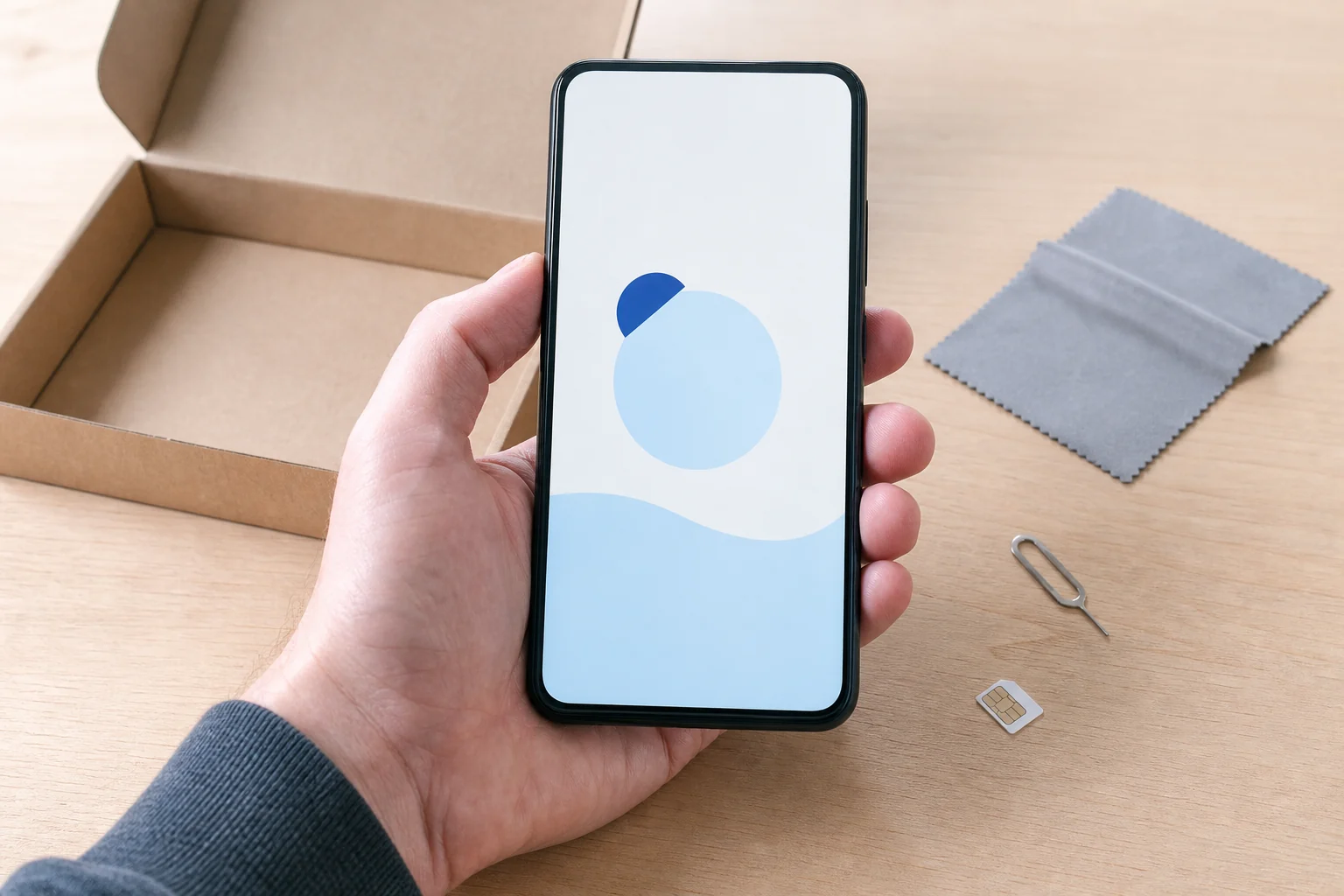 Vymazaný telefon na úvodní obrazovce před předáním kupujícímu